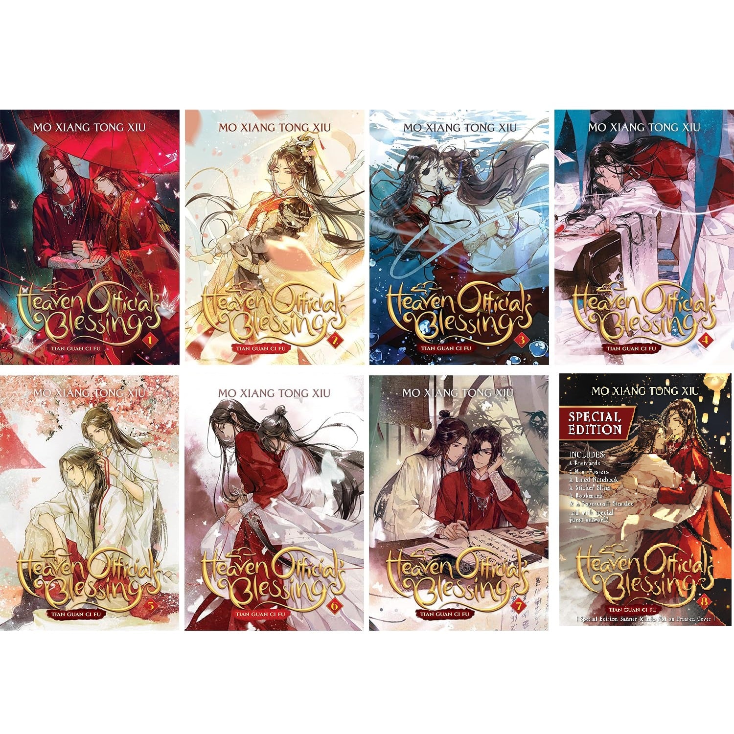Heaven Official's Blessing Tian Guan Ci Fu Novel Vol. 1-8 by Mo Xiang Tong Xiu