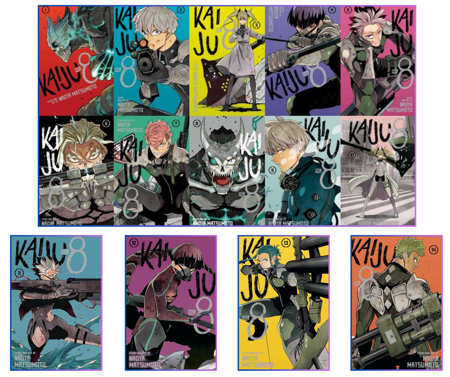 Kaiju No. 8 Manga, Volumes 1-14 Collection Set by Naoya Matsumoto (Author, Illustrator)
