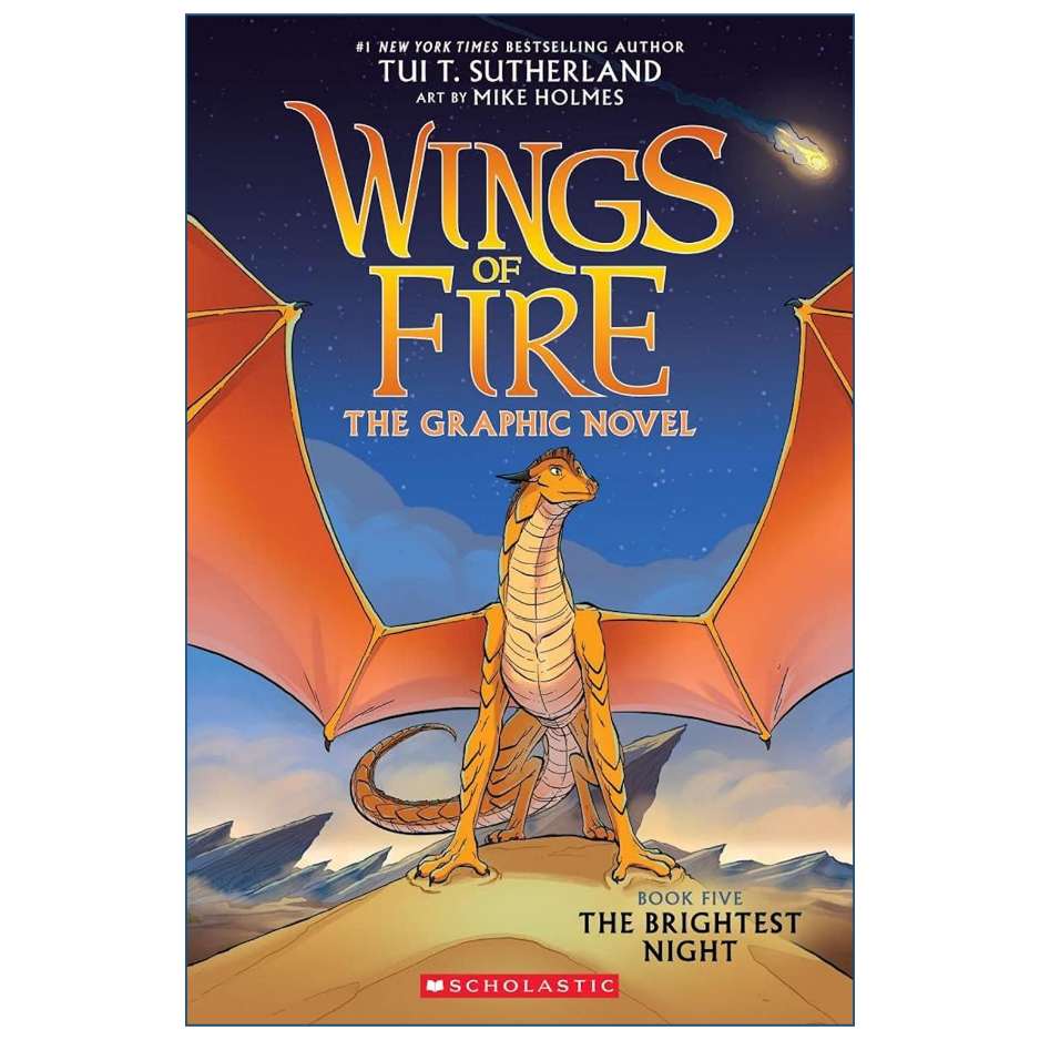 The Brightest Night by Tui T. Sutherland Wings of Fire Book 5 Colorful Dragon Fantasy Book Cover