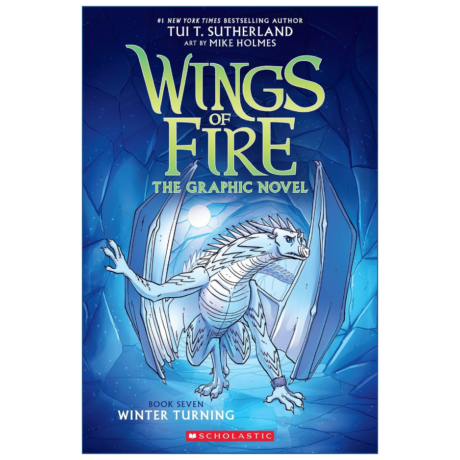 Winter Turning by Tui T. Sutherland Wings of Fire Book 7 Colorful IceWing Dragon Fantasy Book Cover