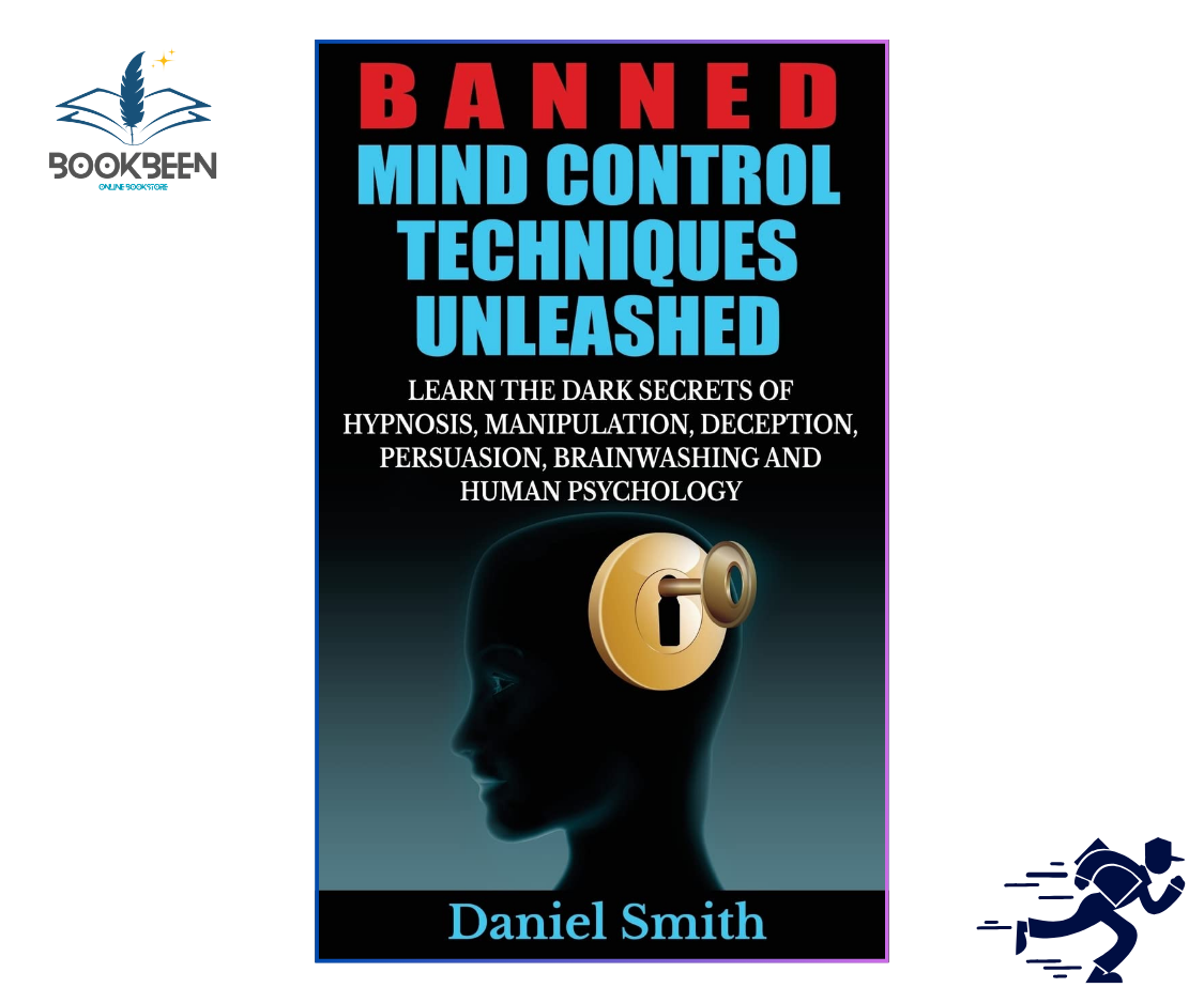 Book cover of 'Banned Mind Control Techniques Unleashed' by Daniel Smith with a keyhole symbol on a dark background.
