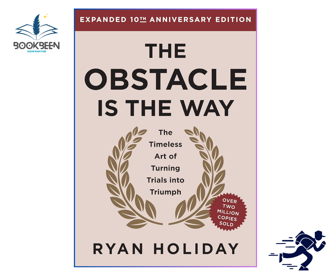 Book cover of 'The Obstacle is the Way' by Ryan Holiday with branding elements.