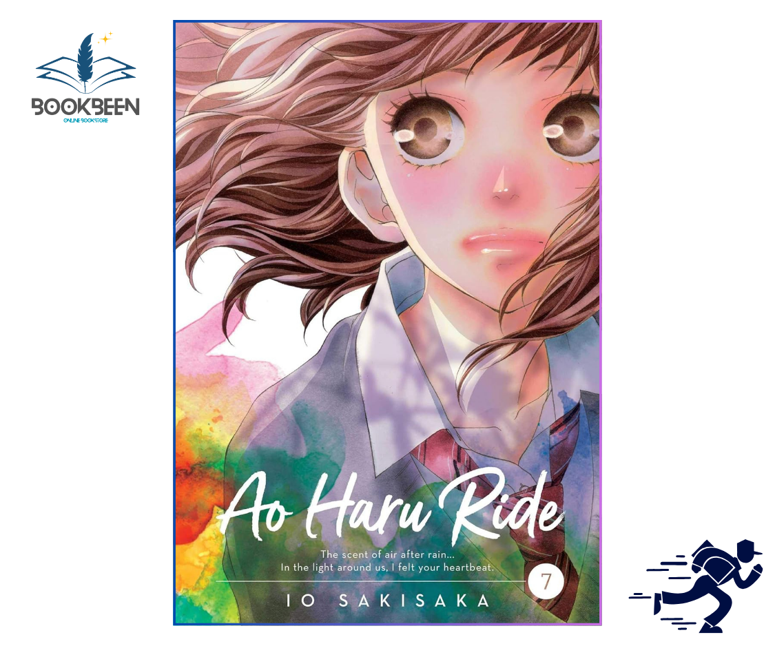 Book cover of 'Ao Haru Ride' with an illustration of a character and colorful gradient background.