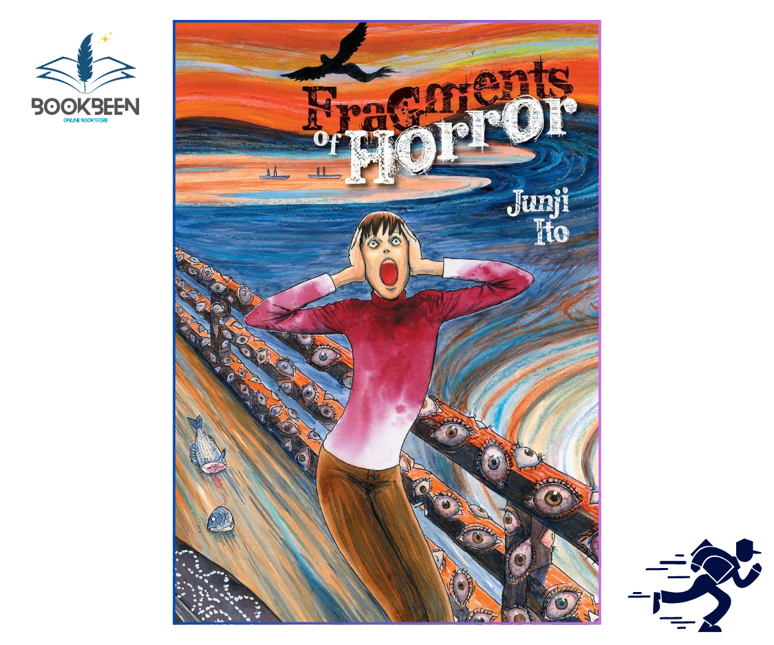 Book cover of 'Fragments of Horror' by Junji Ito with a stylized illustration of a person and abstract design.