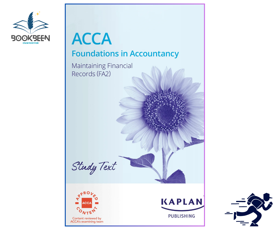 Book cover of 'ACCA Foundations in Accountancy' by Kaplan Publishing with a purple flower design on a light blue background.