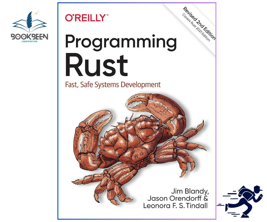 Book cover of 'Programming Rust' with a crab illustration on a white background