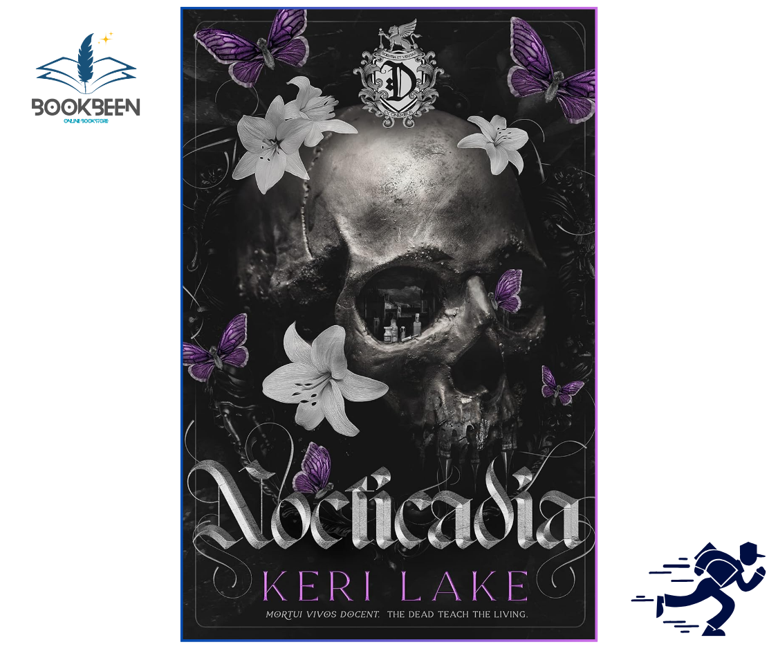 Book cover of 'Nocticadia' by Keri Lake with skull, flowers, and butterflies on a dark background.