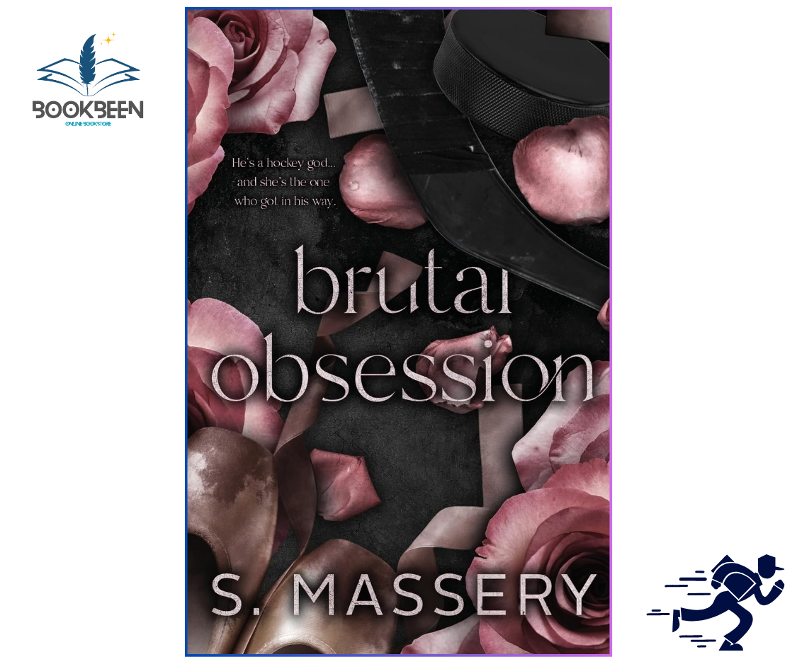 Book cover of 'Brutal Obsession' by S. Massery with roses and a hockey stick.