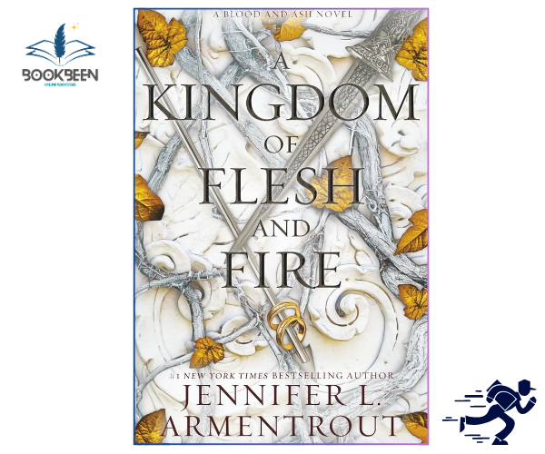 Book cover of 'A Kingdom of Flesh and Fire' by Jennifer L. Armentrout with decorative elements and author's name.