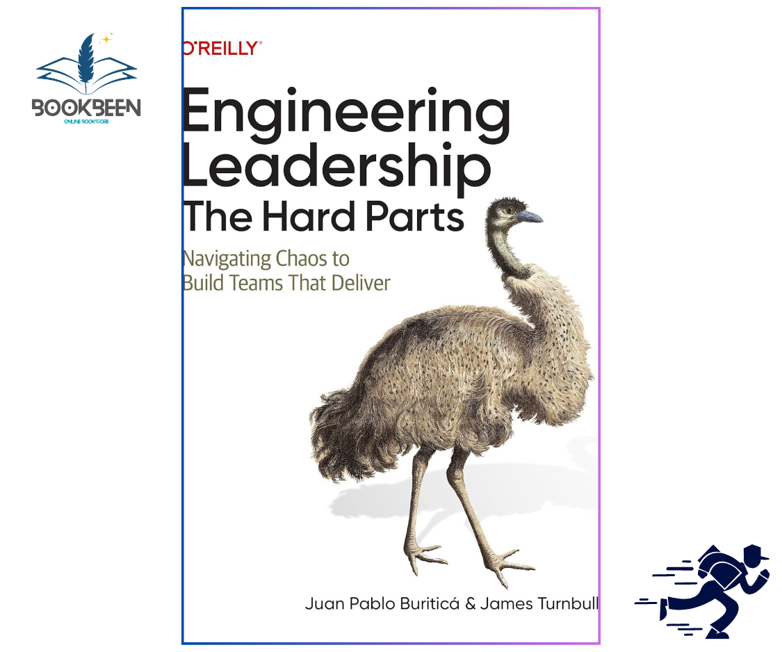 Book cover of 'Engineering Leadership: The Hard Parts' with an ostrich illustration on a white background.
