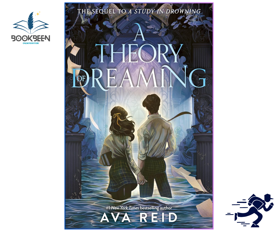 Book cover of 'A Theory of Dreaming' by Ava Reid with a couple holding hands in water.