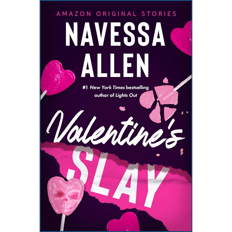 Book cover of 'Valentine's Slay' by Navessa Allen with heart-shaped lollipops on a dark background.