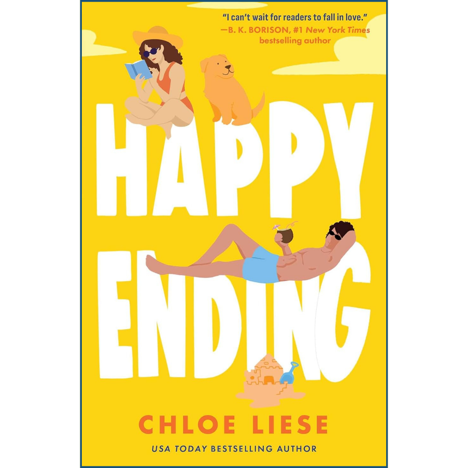 happy ending chloe liese romance novel book cover, happy ending front cover contemporary romance design, 