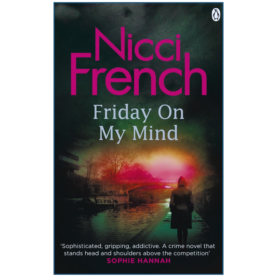 Book cover of 'Friday On My Mind' by Nicci French with a dark background and silhouette of a person.
