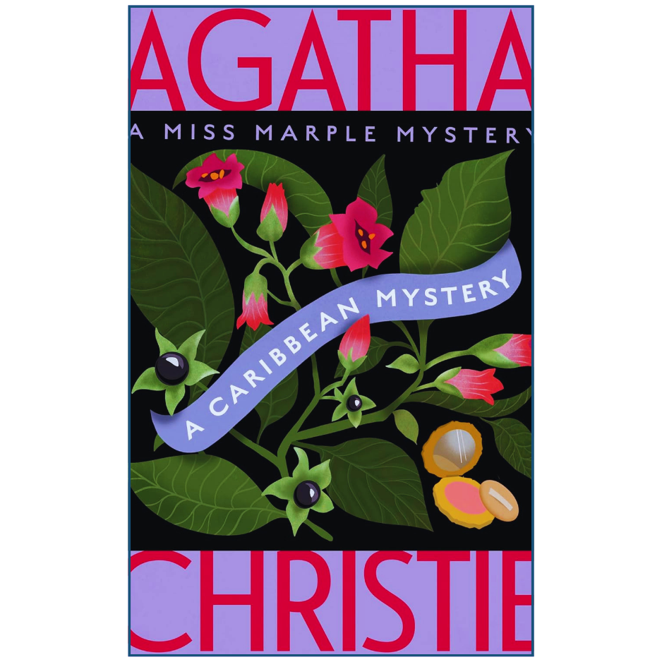 Book cover of 'A Caribbean Mystery' by Agatha Christie with floral design