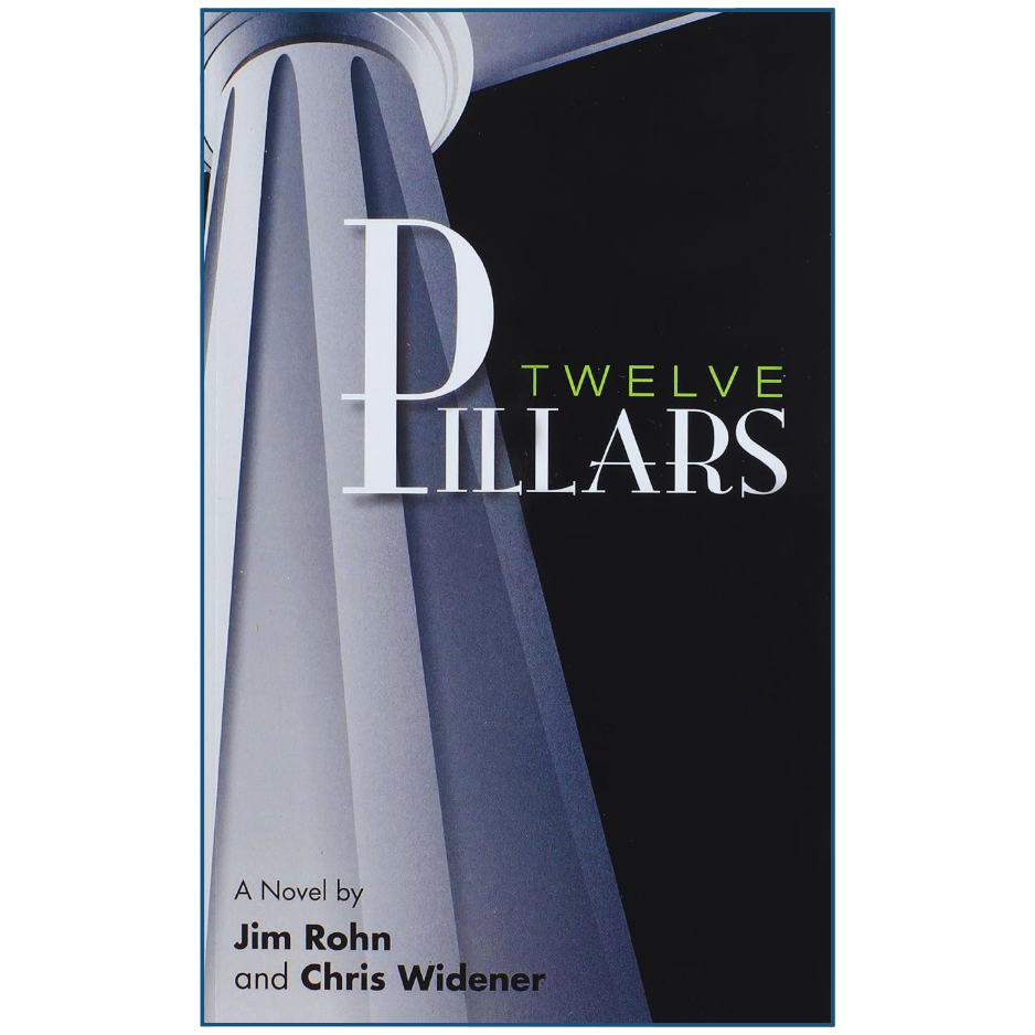 Book cover of 'Twelve Pillars' with a stylized column design on a black background