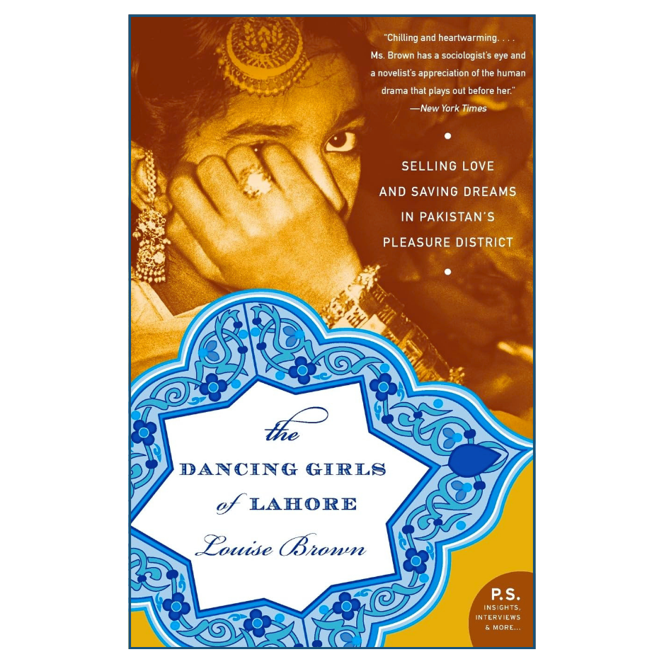 Book cover of 'The Dancing Girls of Lahore' by Louise Brown with a decorative border and text.