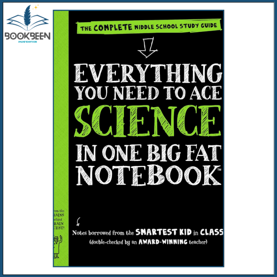 Book cover of 'Everything You Need to Ace Science in One Big Fat Notebook' with green and white text on a black background.