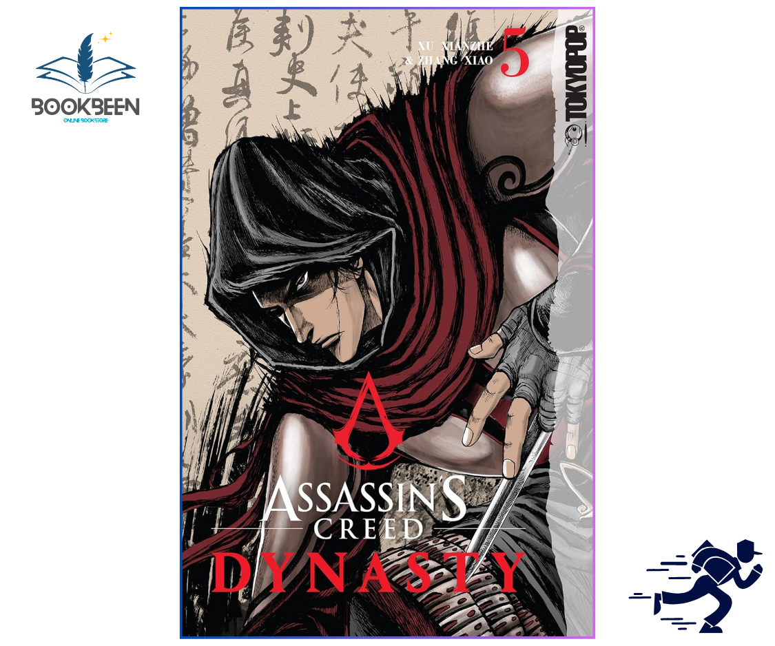 Manga book cover of 'Assassin's Creed Dynasty' with a character in a hood and red scarf.
