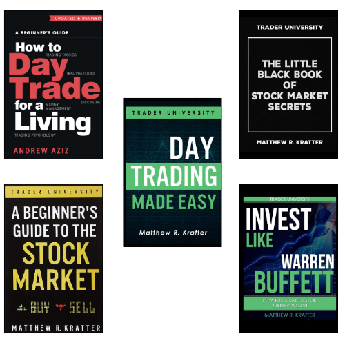 Set of 5 best trading books A beginner's guide to stock market , day trading made easy , invest like warren buffett , the little black book of stock market secrets/How to Day Trade for a Living by Matthew R. Kratter (Author)