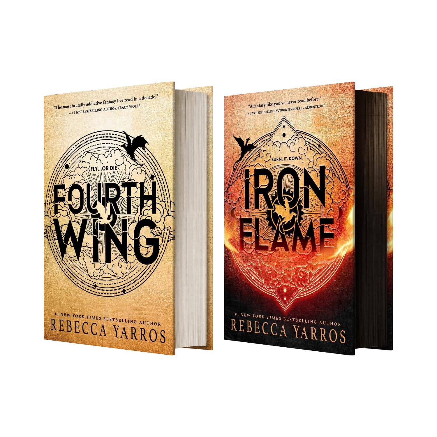 The Empyrean Series { Fourth Wing (The Empyrean, 1) + Iron Flame (The Empyrean, 2) } (2 book series) Hardcover Edition by Rebecca Yarros